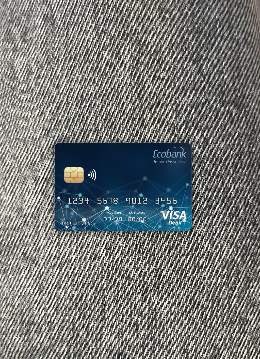 Download Central African Republic Ecobank  bank visa card photolook front Photoshop template